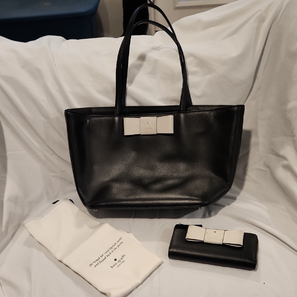 Kate Spade Black Leather Tote Bag